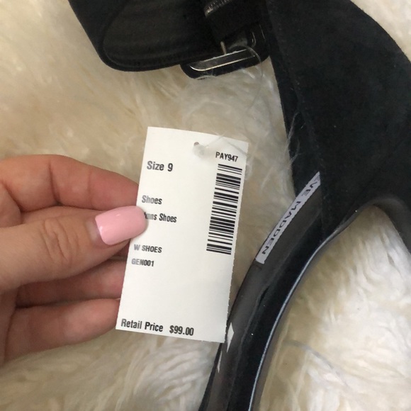 Steve Madden Circuit Black Suede Leather Ankle Strap Heels - Picture 9 of 9